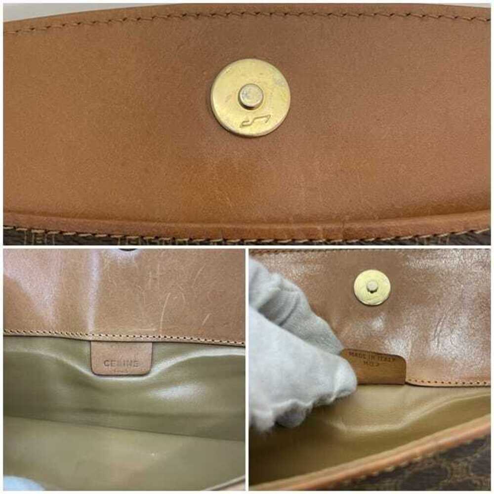 Celine Clutch Bag Brown Macadam Leather Handbag Logo All over Flap Magnetic - Picture 10 of 10